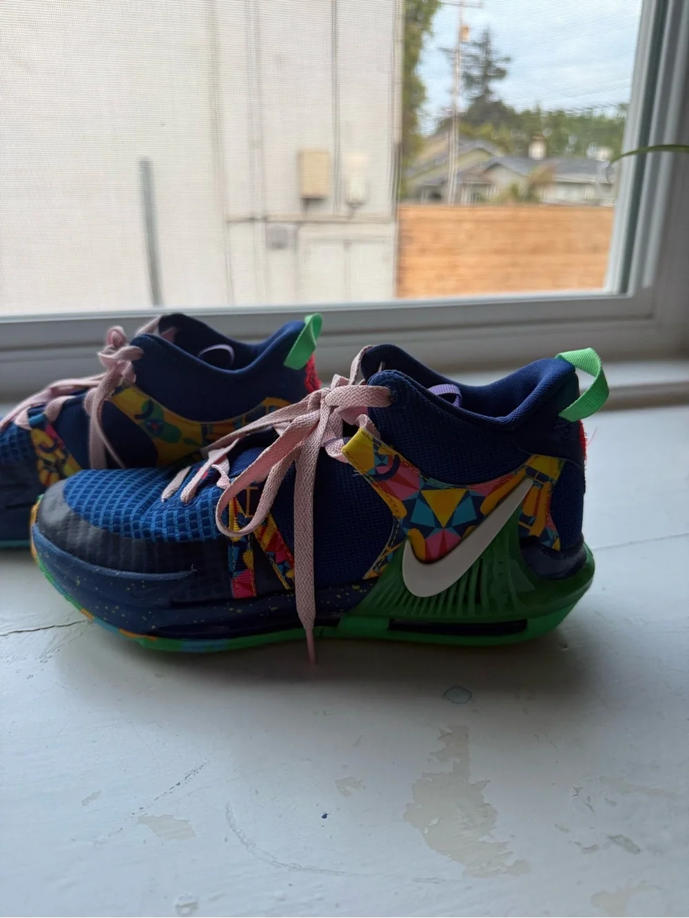 Nike Kids Multicolor Basketball Shoes - Blue & Green